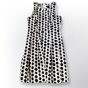 White House Black Market Modern Vintage Pocket Black & White Polka Dot Dress 6